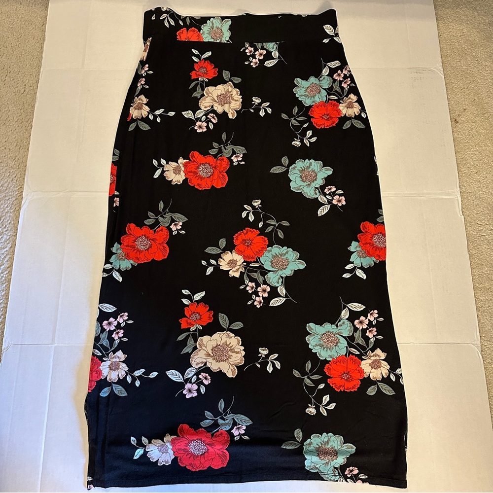 A.N.A Black Floral Maxi Skirt size XL